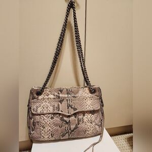 Rebecca Minkoff Python Embossed Leather Chain Link Shoulder/Crossbody Bag $495